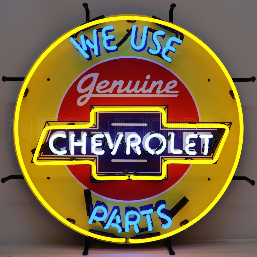 Chevrolet Parts Neon Sign with Backing-Neon Signs-Grease Monkey Garage
