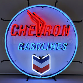 Chevron Gasolines Neon Sign-Neon Signs-Grease Monkey Garage
