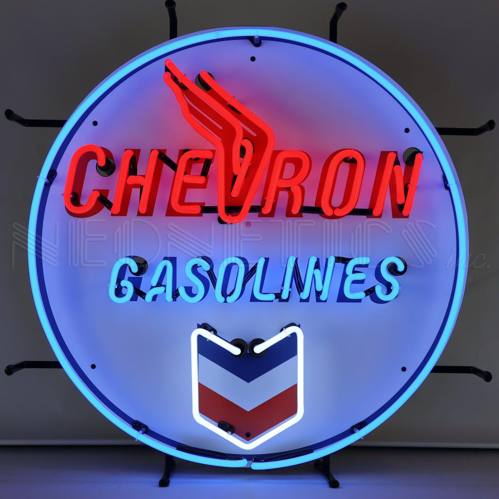 Chevron Gasolines Neon Sign-Neon Signs-Grease Monkey Garage