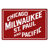 Chicago Milwaukee St. Paul and Pacific Railroad Sign-Metal Signs-Grease Monkey Garage