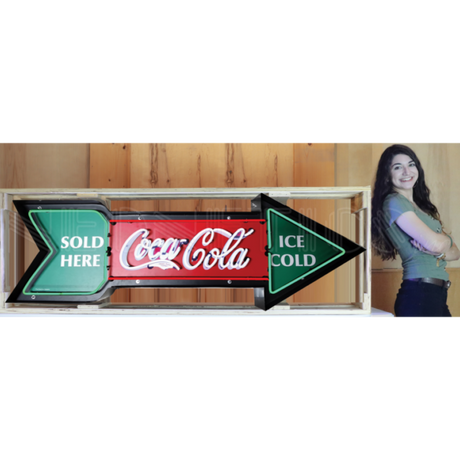 Coca-Cola Arrow Neon Sign in Shaped Metal Can-Neon Signs-Grease Monkey Garage