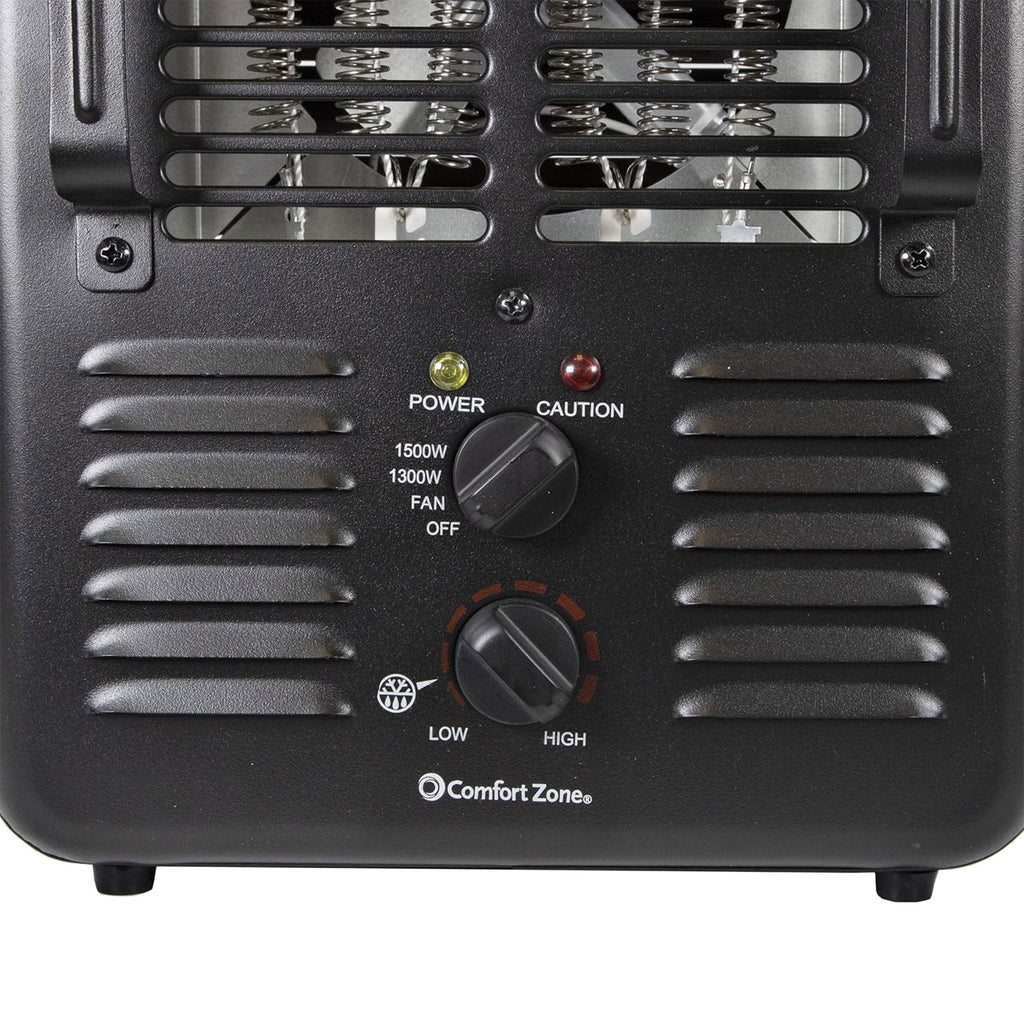 Comfort Zone 1500W Electric 3 Heat Utility Heater w/Adjustable Thermostat, Black-*Home&Garden | Household Appliances | Climate Control Appliances | Space Heaters-Grease Monkey Garage
