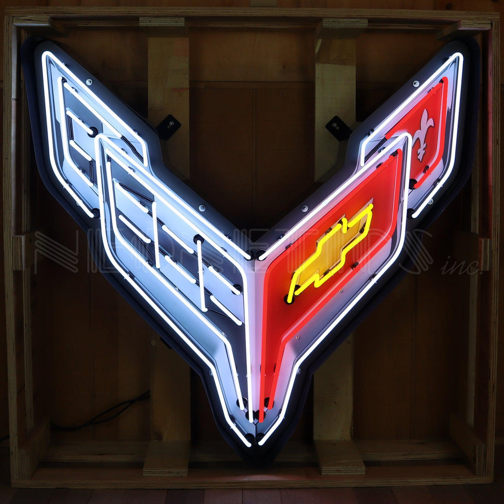 Corvette C8 Neon Sign in Steel Can-Neon Signs-Grease Monkey Garage