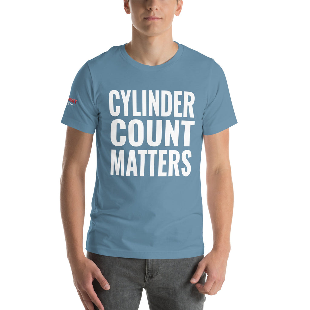 Cylinder Count Matters Unisex T-Shirt-Grease Monkey Garage