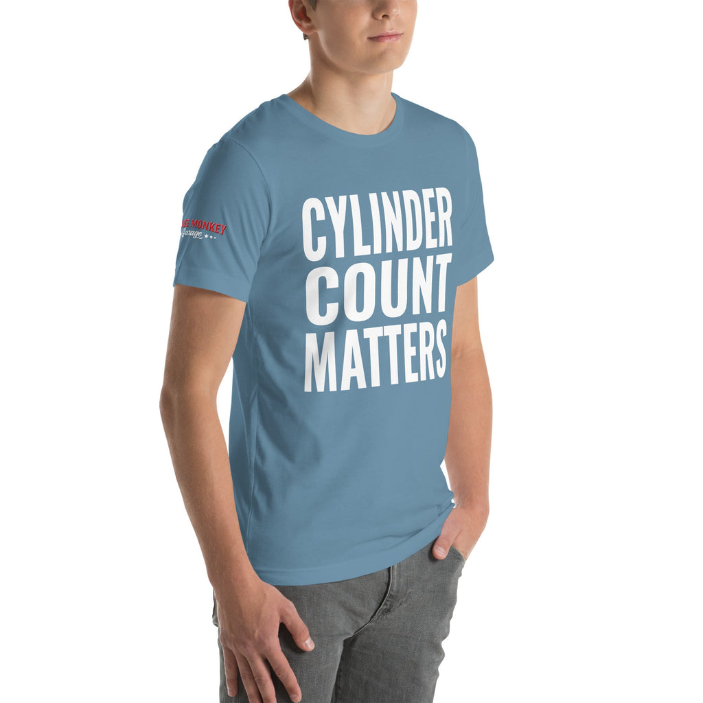 Cylinder Count Matters Unisex T-Shirt-Grease Monkey Garage