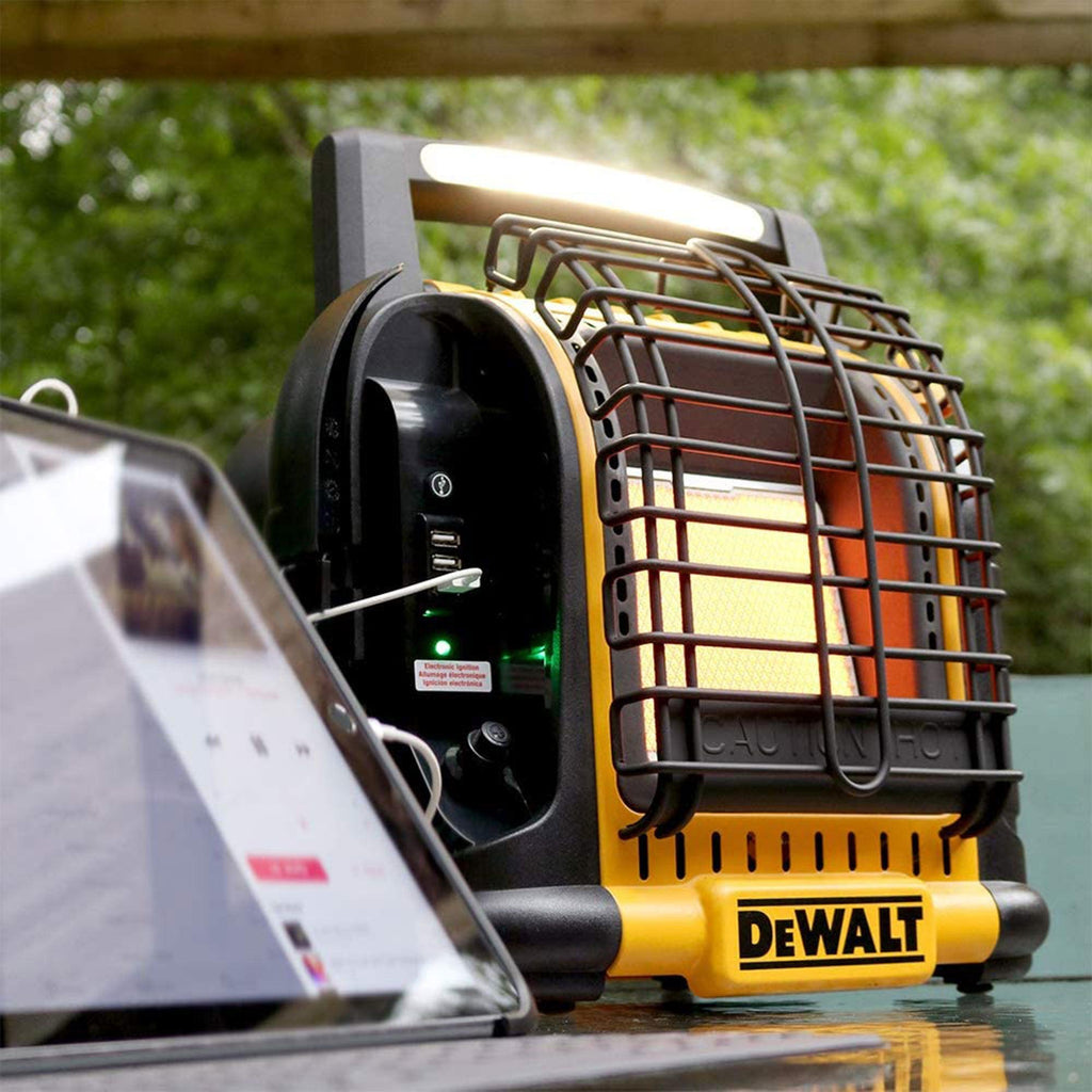 Dewalt 12,000 BTU Portable Cordless Heavy Duty Propane Radiant Heater, Black-Home & Garden | Household Appliances | Climate Control Appliances | Space Heaters-Grease Monkey Garage