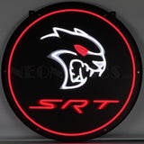 Dodge SRT Red Eye Round LED Flex-Neon Sign in Steel Can-Grease Monkey Garage