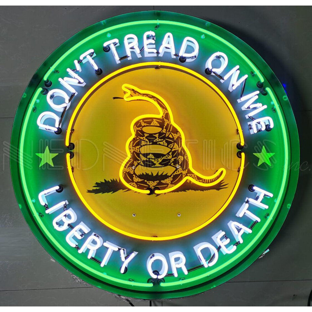 Don't Tread on Me Liberty or Death Neon Sign in Steel Can (36")-Neon Signs-Grease Monkey Garage