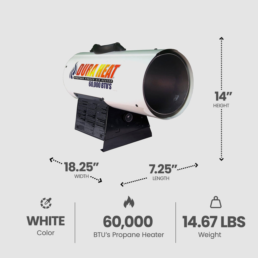Dura Heat 60,000 BTU Auto Shut Off Portable Propane Heater for 1,500 Square Feet-*Home&Garden | Household Appliances | Climate Control Appliances | Patio Heaters-Grease Monkey Garage