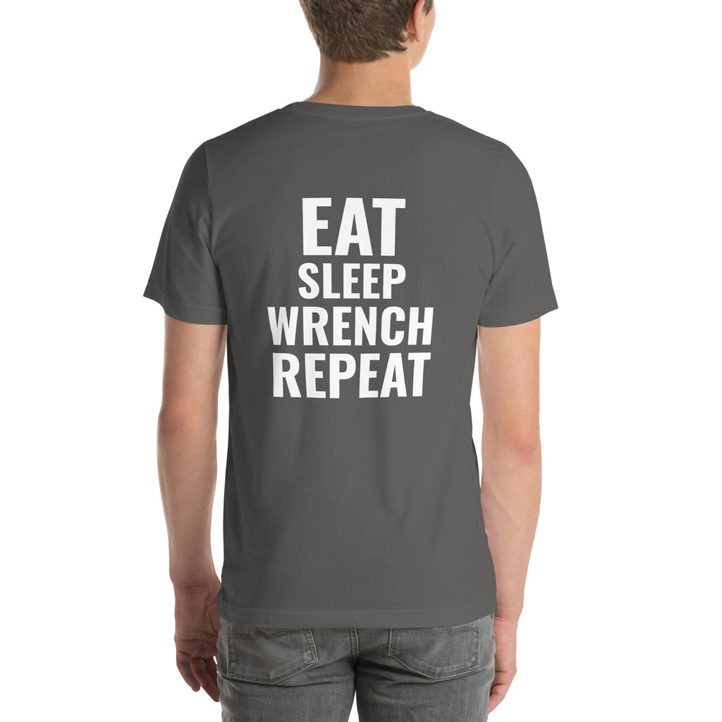 Eat Sleep Wrench Repeat Unisex T-Shirt-Grease Monkey Garage