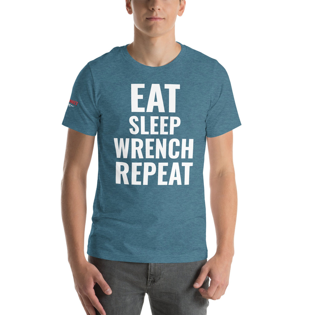 Eat Sleep Wrench Repeat Unisex T-Shirt-Grease Monkey Garage