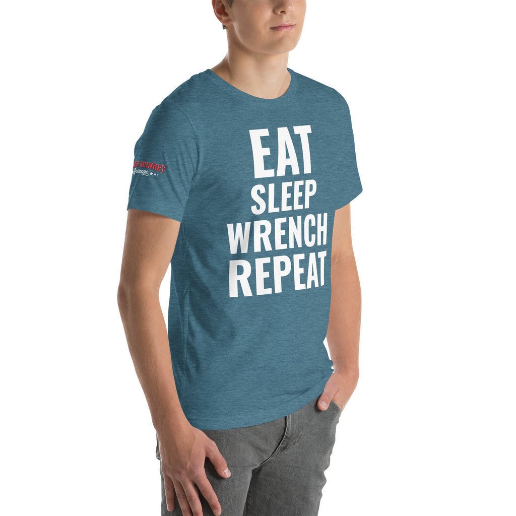 Eat Sleep Wrench Repeat Unisex T-Shirt-Grease Monkey Garage