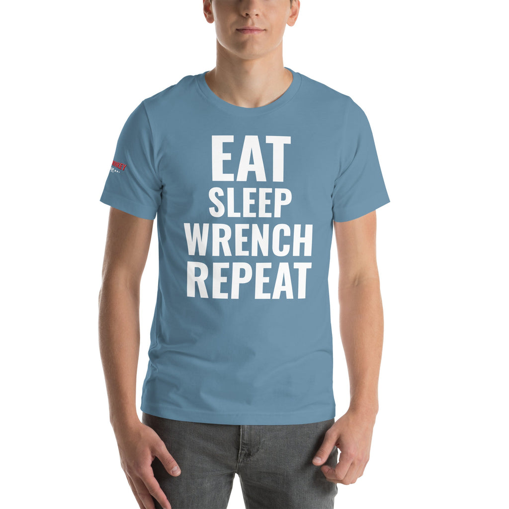 Eat Sleep Wrench Repeat Unisex T-Shirt-Grease Monkey Garage