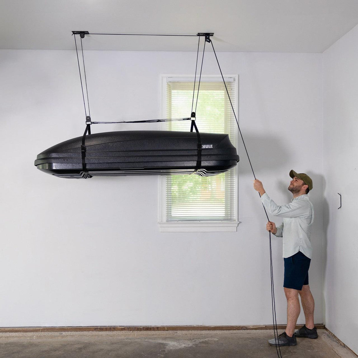 Essential Cargo Box Garage Ceiling Storage Hoist | 2-Pack-Ceiling-Grease Monkey Garage