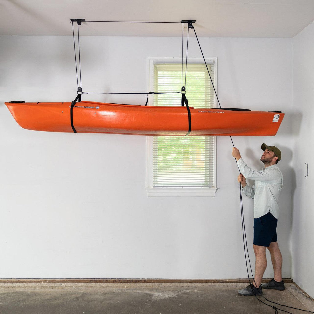 Essential Kayak Garage Ceiling Storage Hoist | Holds up to 150 lbs | 14' Lift-Ceiling-Grease Monkey Garage