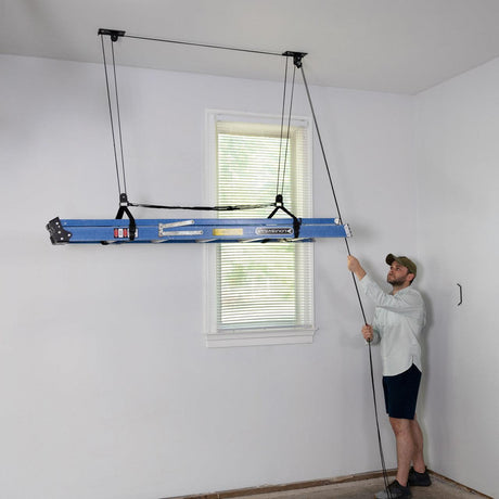 Essential Ladder Garage Ceiling Storage Hoist | Holds up to 150 lbs | 10' Lift-Ceiling-Grease Monkey Garage