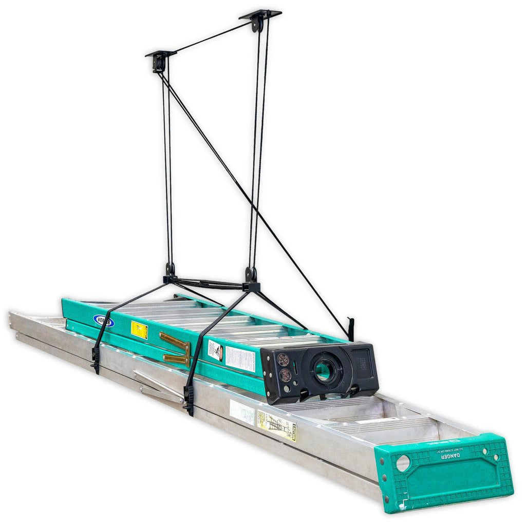 Essential Ladder Garage Ceiling Storage Hoist | Holds up to 150 lbs | 14' Lift-Ceiling-Grease Monkey Garage