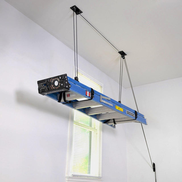 Essential Ladder Garage Ceiling Storage Hoist | Holds up to 150 lbs | 14' Lift-Ceiling-Grease Monkey Garage