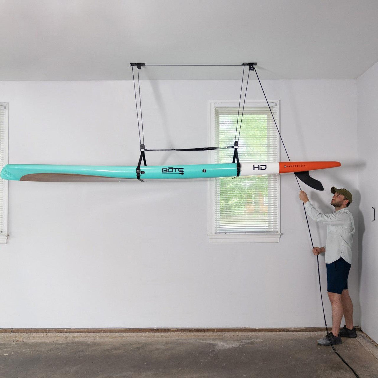 Essential SUP & Surfboard Garage Ceiling Storage Hoist | 2-Pack-Ceiling-Grease Monkey Garage