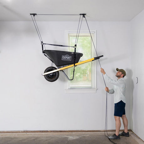 Essential Wheelbarrow Garage Ceiling Storage Hoist | Holds up to 150 lbs | 10' Lift-Ceiling-Grease Monkey Garage