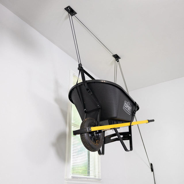 Essential Wheelbarrow Garage Ceiling Storage Hoist | Holds up to 150 lbs | 10' Lift-Ceiling-Grease Monkey Garage