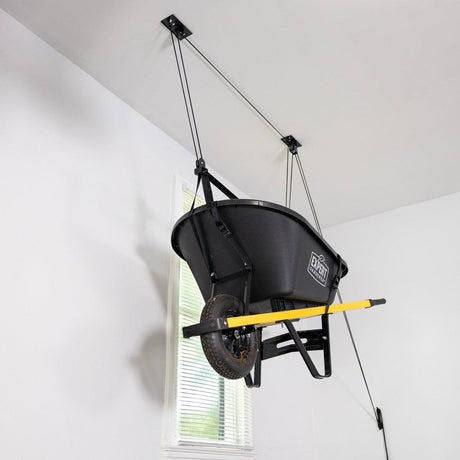 Essential Wheelbarrow Garage Ceiling Storage Hoist | Holds up to 150 lbs | 14' Lift-Ceiling-Grease Monkey Garage