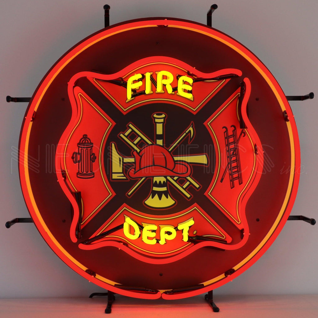 Fire Department Neon Sign-Neon Signs-Grease Monkey Garage
