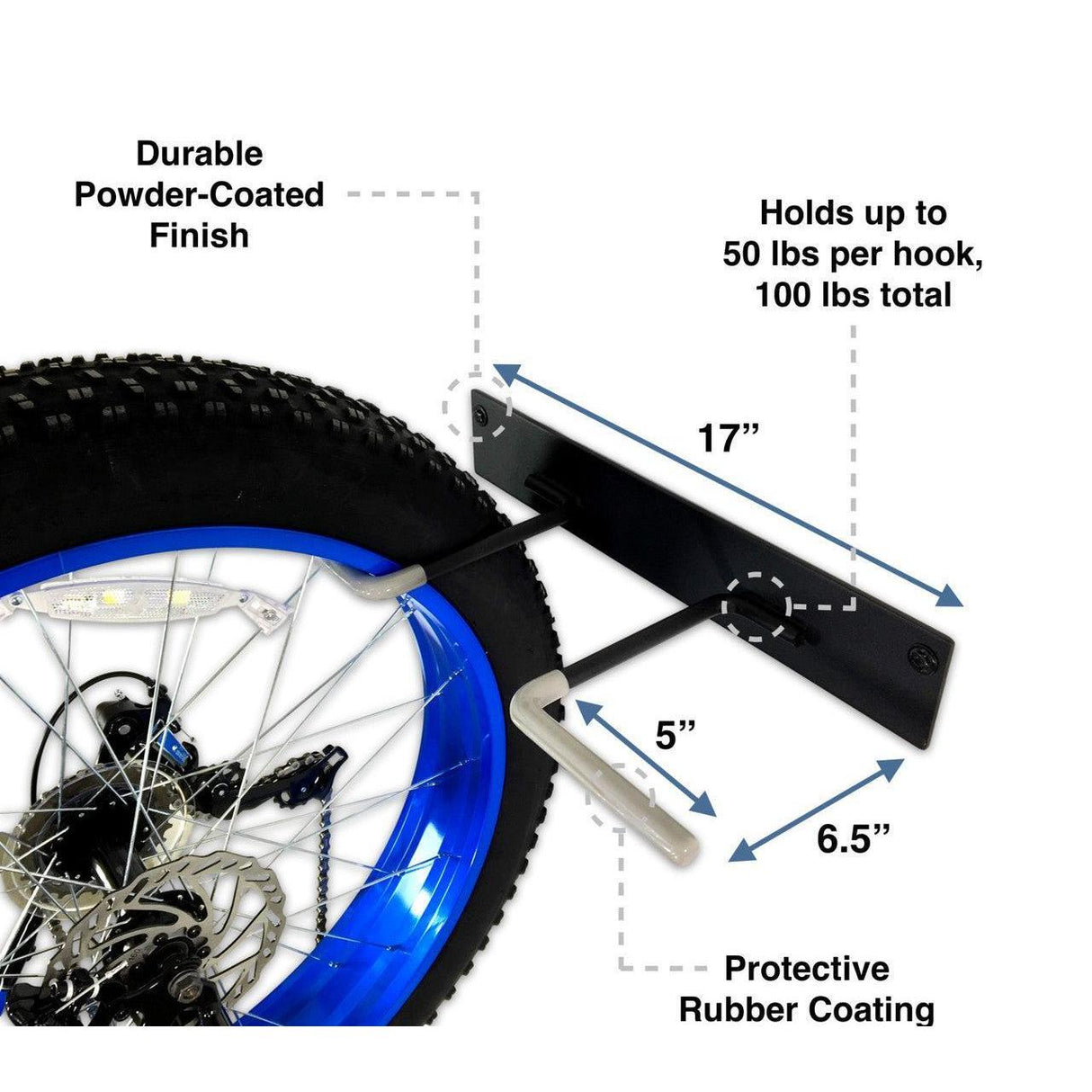 Floyd Fat Tire Bike Storage Rack | 2 Bikes-Wall Mounted-Grease Monkey Garage