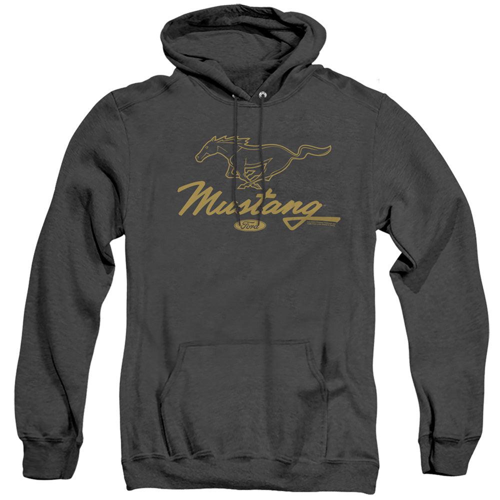 Ford Mustang Pony Script Heather Hoodie-Grease Monkey Garage