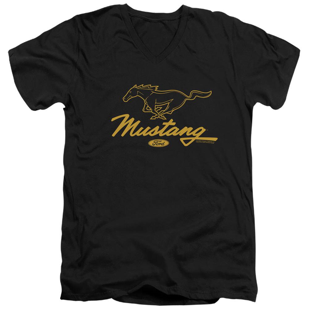 Ford Mustang Pony Script Short-Sleeve V-Neck T-Shirt-Grease Monkey Garage