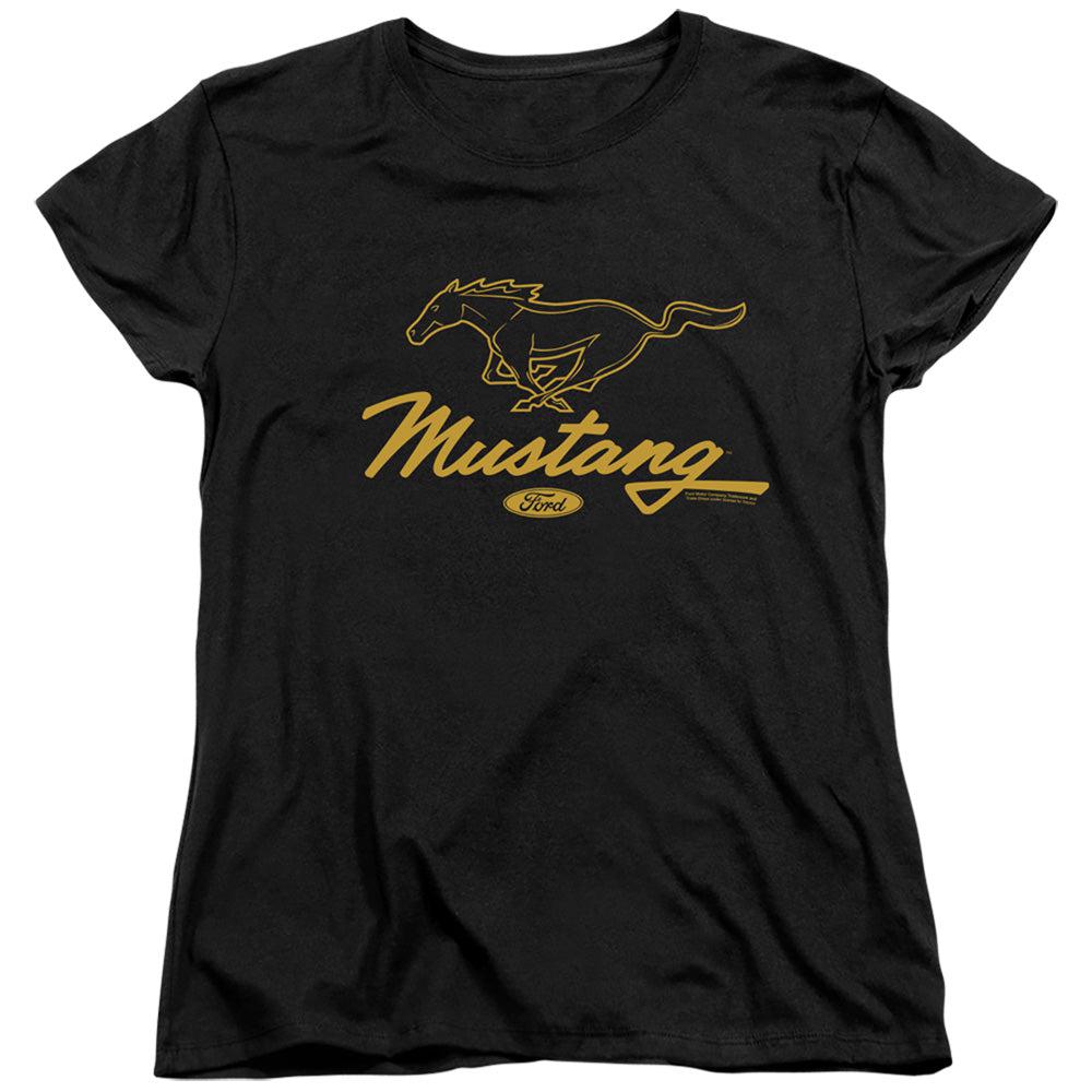 Ford Mustang Pony Script Women's Short-Sleeve T-Shirt-Grease Monkey Garage