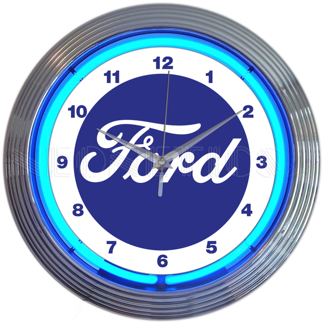 Ford Script Logo Neon Clock-Clocks-Grease Monkey Garage