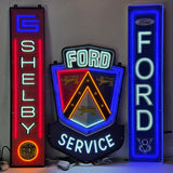 Ford Service Retro Badge LED Flex-Neon Sign in Steel Can-Grease Monkey Garage
