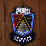 Ford Service Retro Badge LED Flex-Neon Sign in Steel Can-Grease Monkey Garage