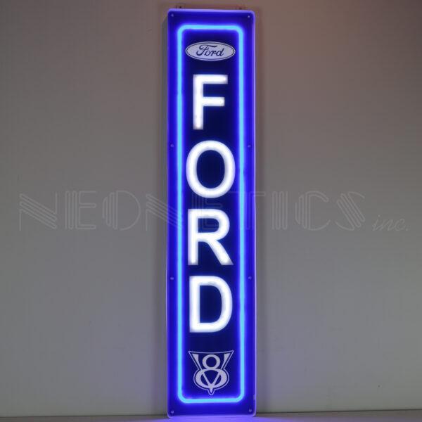 Ford Vertical LED Flex-Neon Sign in Steel Can-Grease Monkey Garage