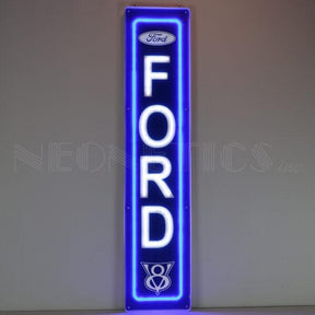 Ford Vertical LED Flex-Neon Sign in Steel Can-Grease Monkey Garage