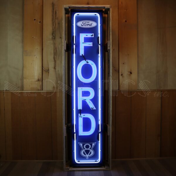 Ford Vertical Neon Sign in Steel Can (72")-Neon Signs-Grease Monkey Garage