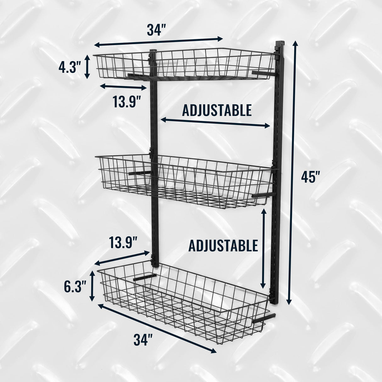 G-Basket | Adjustable Wall Storage System | Holds 120 lbs-Wall Mounted-Grease Monkey Garage