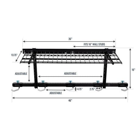 G-Bike + Shelf | Adjustable Wall Storage System | Holds 5 Bikes-Wall Mounted-Grease Monkey Garage