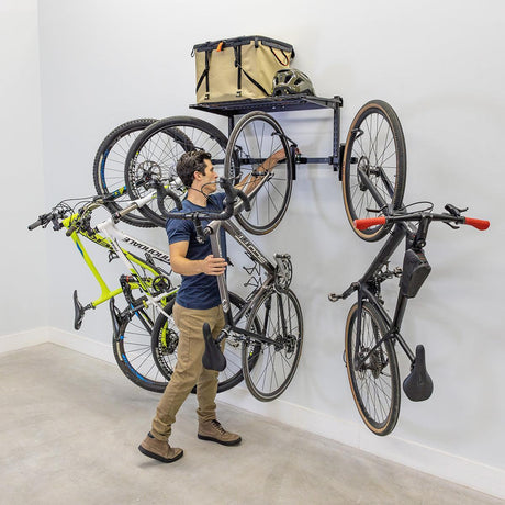 G-Swivel Bike + Shelf | Adjustable Wall Storage System | Holds 4 Bikes-Wall Mounted-Grease Monkey Garage
