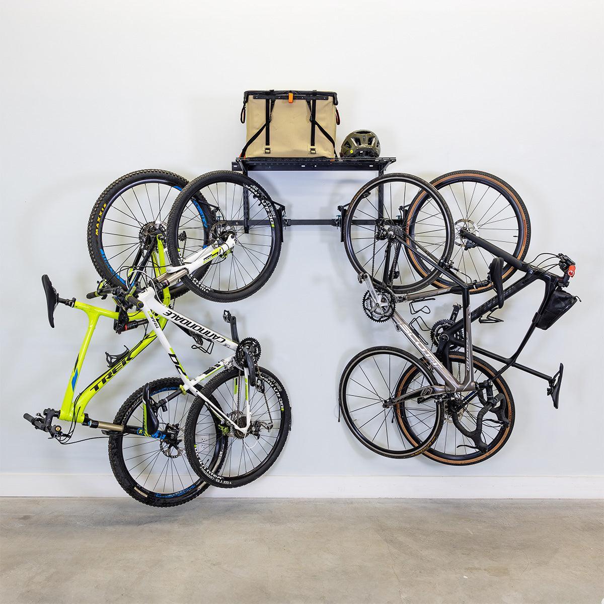 G-Swivel Bike + Shelf | Adjustable Wall Storage System | Holds 4 Bikes-Wall Mounted-Grease Monkey Garage