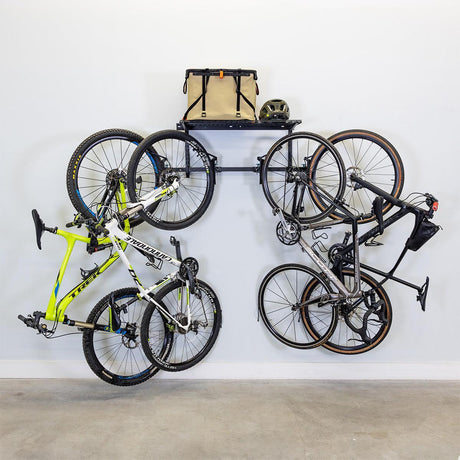G-Swivel Bike + Shelf | Adjustable Wall Storage System | Holds 4 Bikes-Wall Mounted-Grease Monkey Garage