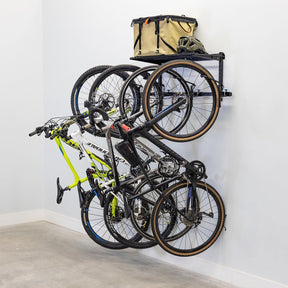 G-Swivel Bike + Shelf | Adjustable Wall Storage System | Holds 4 Bikes-Wall Mounted-Grease Monkey Garage