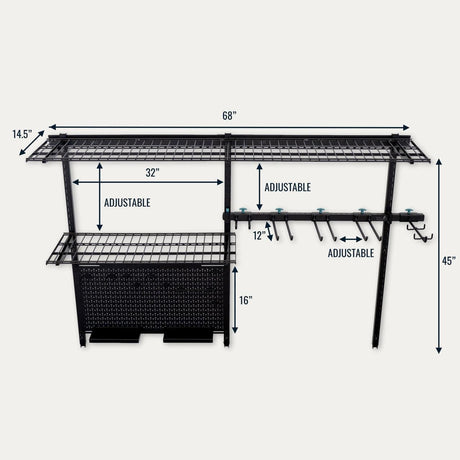 G-Tool Pro | Adjustable Wall Storage System | Holds 500 lbs-Wall Mounted-Grease Monkey Garage
