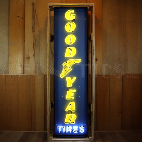 Goodyear Vertical Neon Sign in Steel Can (72")-Neon Signs-Grease Monkey Garage