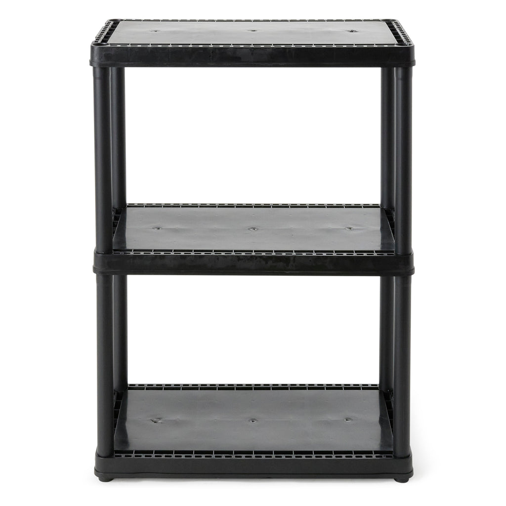 Gracious Living 3 Shelf Fixed Height Solid Light Duty Home Storage Unit, Black-*Furniture | Shelving | Bookcases & Standing Shelves-Grease Monkey Garage