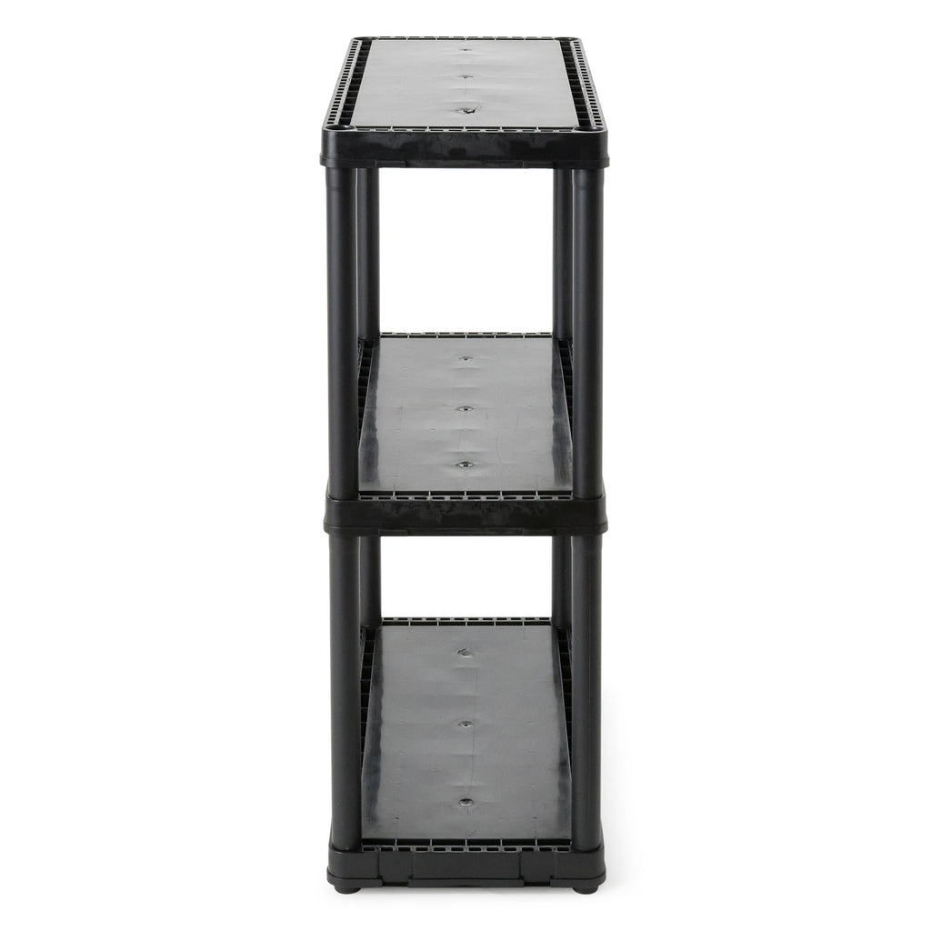 Gracious Living 3 Shelf Fixed Height Solid Light Duty Home Storage Unit, Black-*Furniture | Shelving | Bookcases & Standing Shelves-Grease Monkey Garage