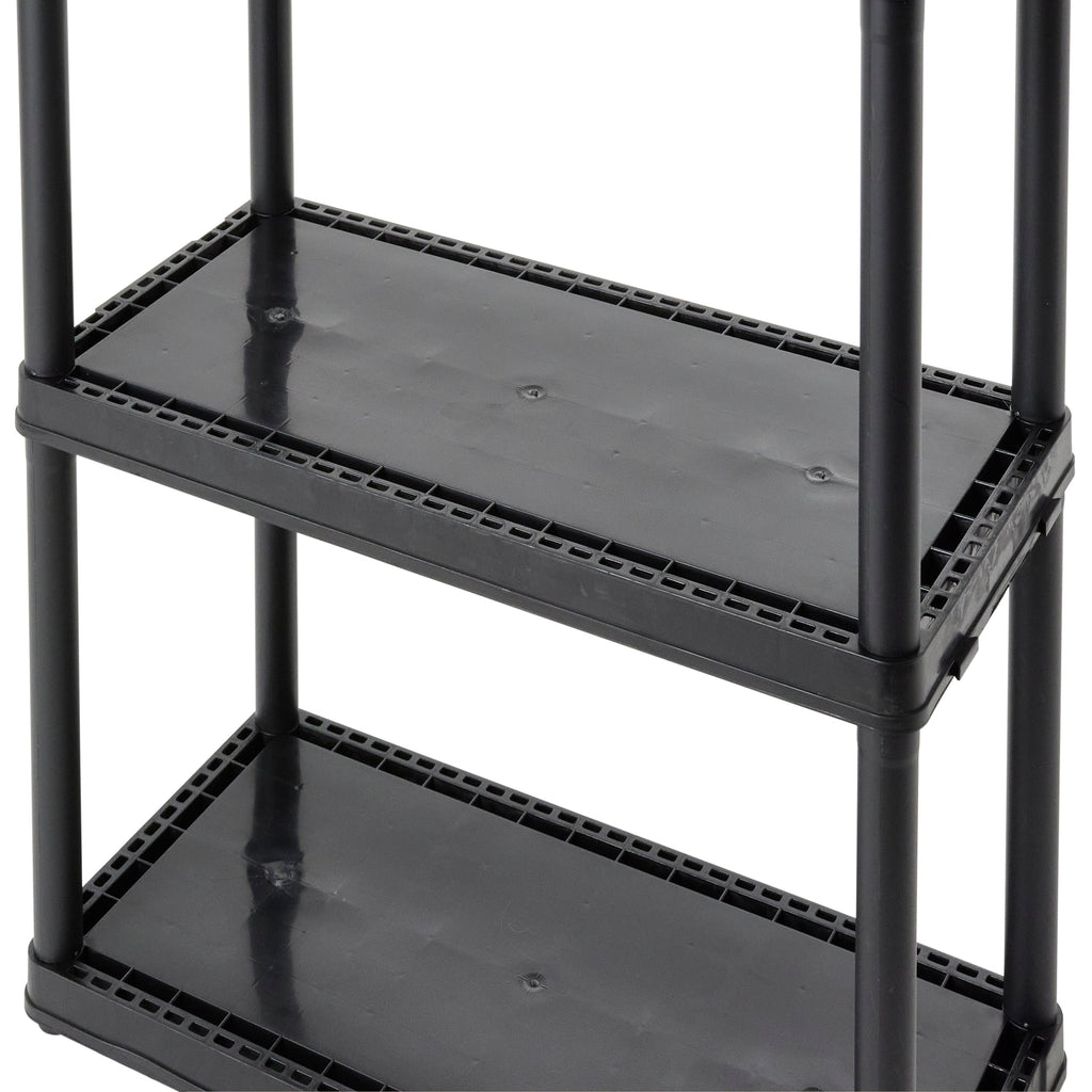 Gracious Living 3 Shelf Fixed Height Solid Light Duty Home Storage Unit, Black-*Furniture | Shelving | Bookcases & Standing Shelves-Grease Monkey Garage