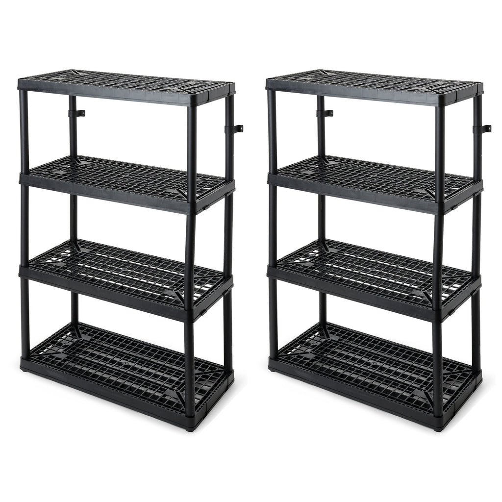 Gracious Living 4 Shelf Fixed Height Ventilated Heavy Duty Storage Unit, Black-Furniture | Shelving | Bookcases & Standing Shelves-Grease Monkey Garage
