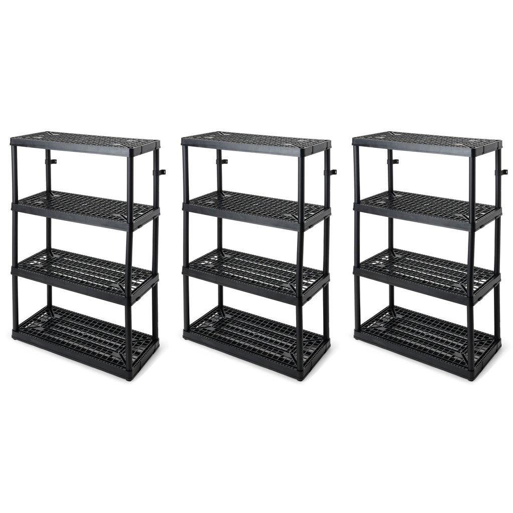Gracious Living 4 Shelf Fixed Height Ventilated Heavy Duty Storage Unit, Black-Furniture | Shelving | Bookcases & Standing Shelves-Grease Monkey Garage